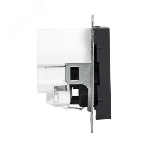 Эпика Механизм розетки с USB-C - 2шт 16А с заземлением со шторками черный EKF
