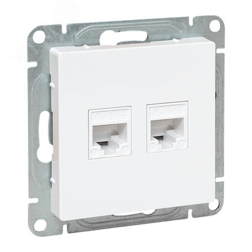 Механизм розетки RJ45 - 2шт, (cat6), белый Эпика EKF