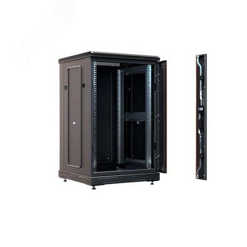 Шкаф телекоммуникационный напольный 27U 800x1000 ШТ-НП-М-27U-800-1000-С-Ч, передняя дверь стекло, черный
