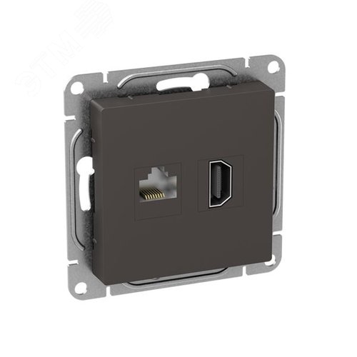 Механизм розетки HDMI+RJ45 (cat5) мокко Эпика EKF