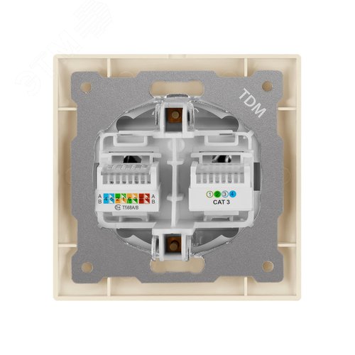 Розетка телефонная RJ11 + компьютерная RJ45 сл. кость Лама