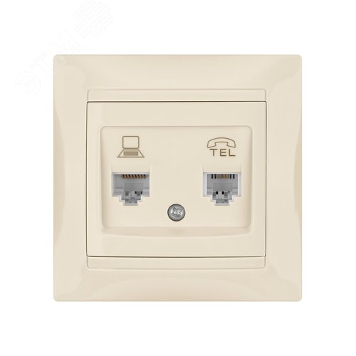 Розетка телефонная RJ11 + компьютерная RJ45 сл. кость Лама