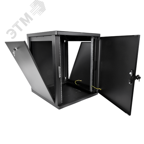 Шкаф 19'' телеком навесной разборный 15U (600 х 520) съемные стенки, дверь металл, чёрный