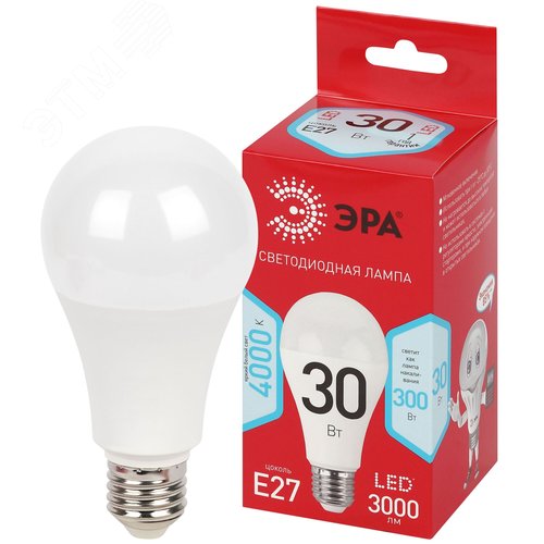 Лампа светодиодная ЭРА RED LINE LED A70-30W-840-E27 R 30Вт груша нейтральный белый свет Е27