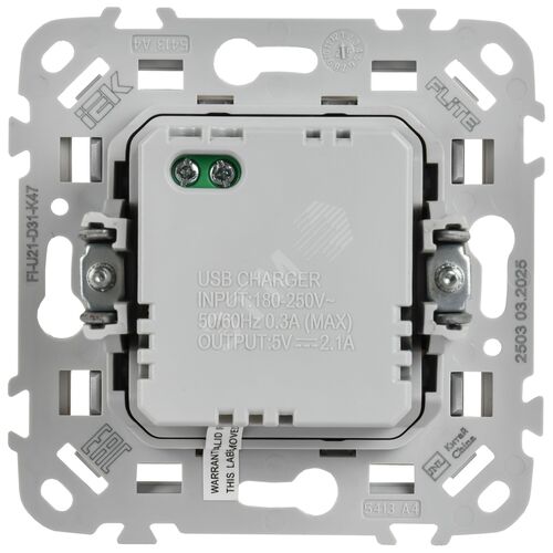 FLITE Розетка USB A+A 3,1А РЮ-2-ФлА алюминий