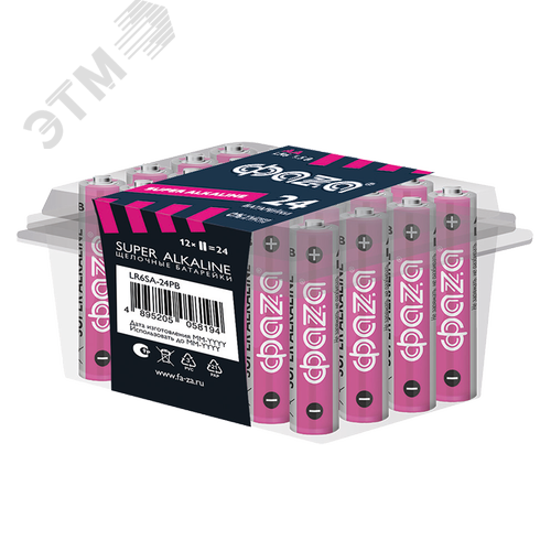 Элемент питания батарейки щелочные LR 6 Super Alkaline PB-24 ФАZА