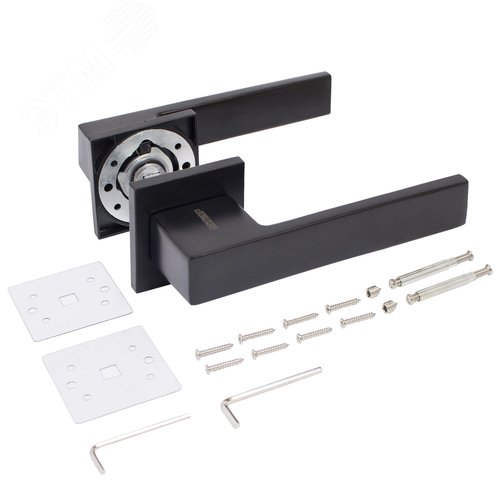 Комплект ручка и защелка АЛЛЮР АРТ РИНГО BL+L7050S BL+BK-S2 BL (83150/S7050) матовый черный