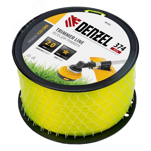 Леска для триммера звезда, 2,0мм х 374м, на DIN катушке FLEX CORD