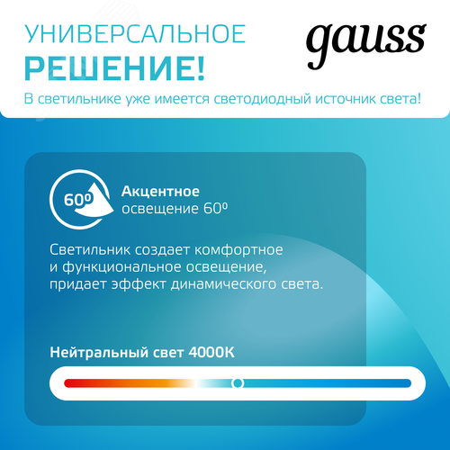 Светильник светодиодный трековый на шинопровод ДПО 10 Вт 800 лм 4000К AC 220В IP20 Цилиндр D70мм однофазный Track