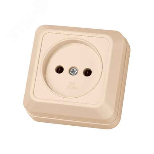 Розетка 2П открытой установки IP20 10А 250В (керамика) сл. кость Ладога