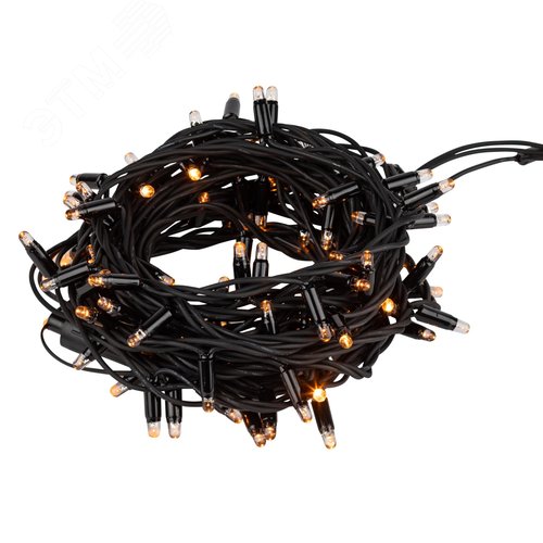 Гирлянда 100LED Нить 10 м, желтый свет, черный каучук, 220 В, IP65 ERAPS-NZ2