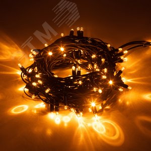 Гирлянда 100LED Нить 10 м, желтый свет, черный каучук, 220 В, IP65 ERAPS-NZ2