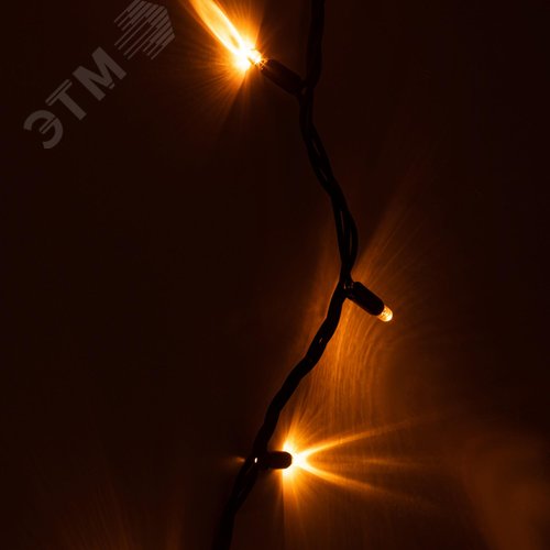 Гирлянда 100LED Нить 10 м, желтый свет, черный каучук, 220 В, IP65 ERAPS-NZ2