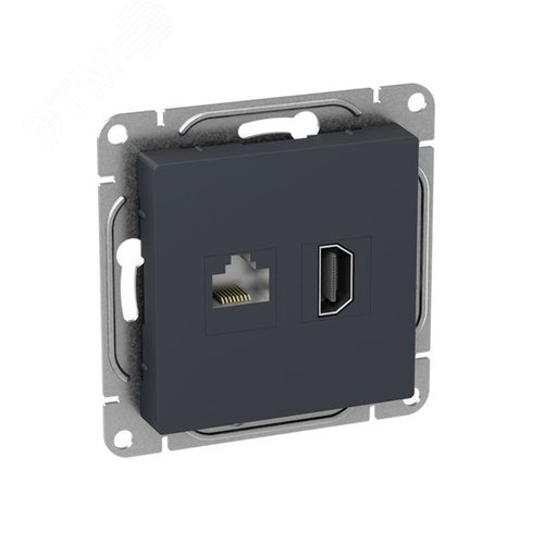 Механизм розетки HDMI+RJ45 (cat5) графит Эпика EKF