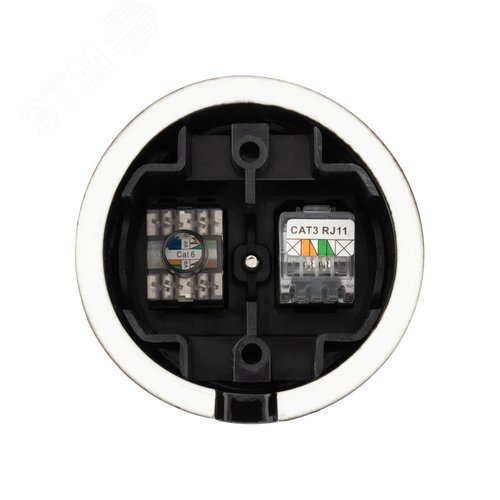 Розетка телефонная RJ11 + компьютерная RJ45 черная Болонь TDM