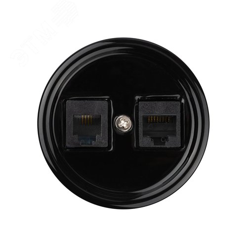 Розетка телефонная RJ11 + компьютерная RJ45 черная Болонь TDM