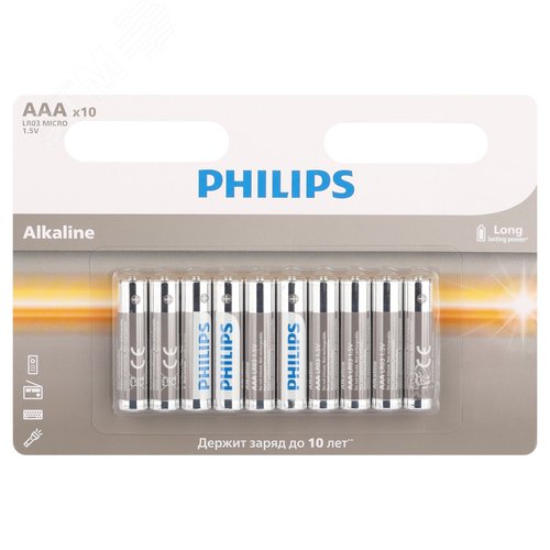 Элемент питания алкалиновый LR03A10B/51 ААА 1,5v 10 шт. LR03-10BL Entry