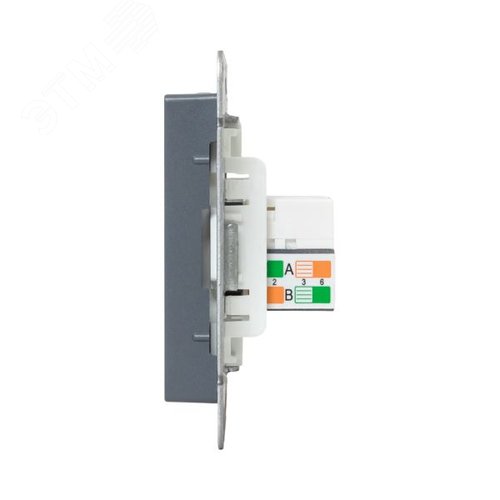 Механизм розетки RJ45 - 2шт (cat5) графит Эпика EKF