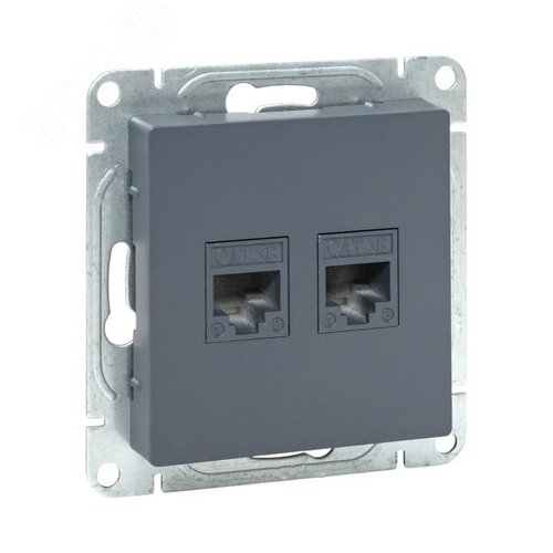 Механизм розетки RJ45 - 2шт (cat5) графит Эпика EKF