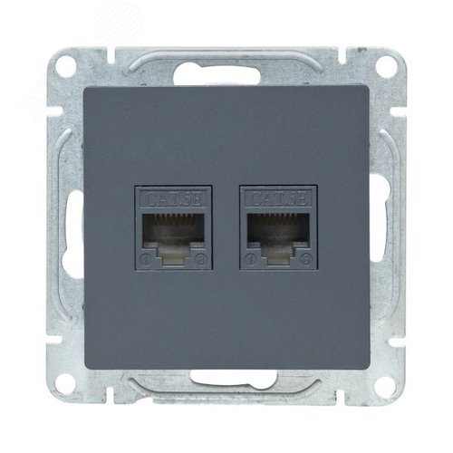 Механизм розетки RJ45 - 2шт (cat5) графит Эпика EKF