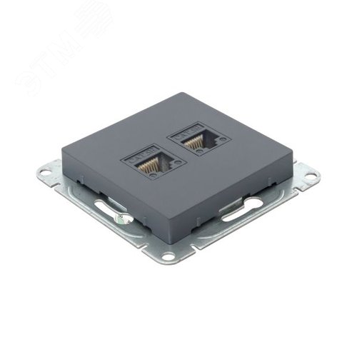 Механизм розетки RJ45 - 2шт (cat5) графит Эпика EKF