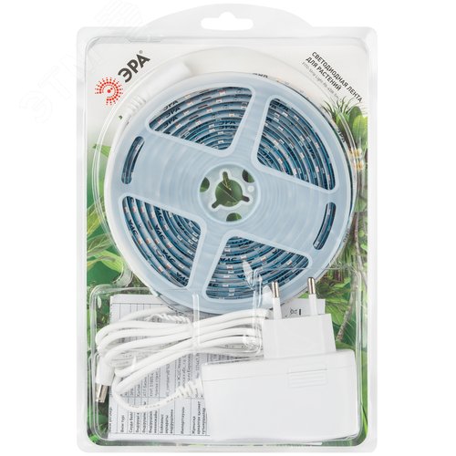 Лента светодиодная для растений с адаптером 12V FITO-Strip Light-RB-45W-5m-12V-IP65 красно-синего спектра 5м IP65 GREEN LINE