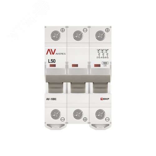 Выключатель автоматический AV-10 DC 3P 50A (L) 10kA AVERES