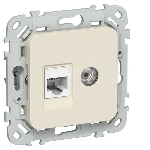 FLITE Розетка 2-местная RJ45/TV категория 5Е UTP РКТВ5е-2-0-ФлСл сливочный