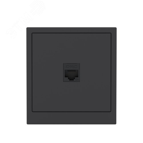 Компьютерная розетка RJ-45 без шторки, кат.6А одинарная,KANT, черный уголь