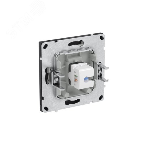 Компьютерная розетка RJ-45 без шторки, кат.6А одинарная,KANT, черный уголь
