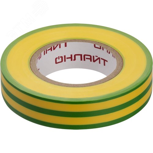 Изолента ПВХ OIT-B15-20-YG желто-зеленая 15мм 20м ОНЛАЙТ