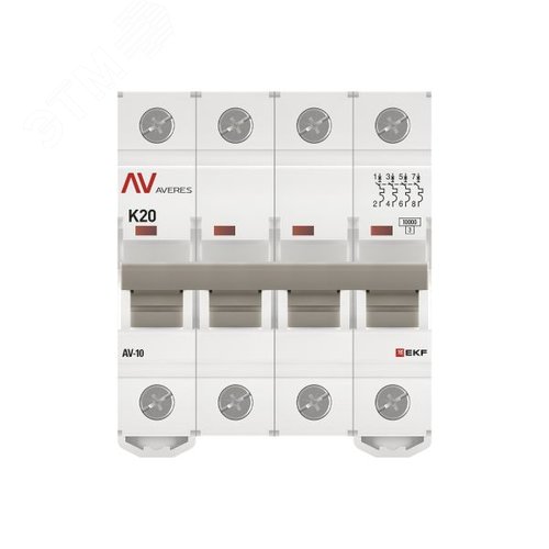 Выключатель автоматический AV-10 4P 20A (K) 10kA AVERES