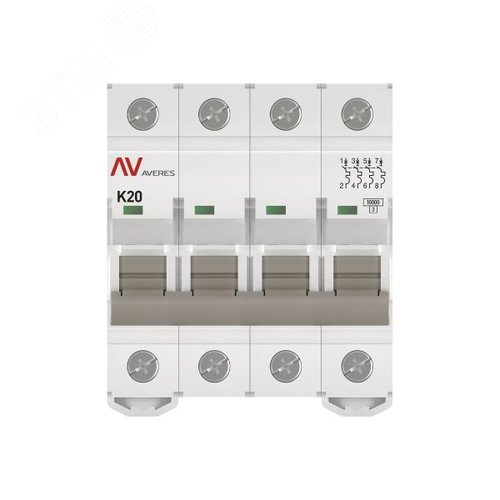 Выключатель автоматический AV-10 4P 20A (K) 10kA AVERES