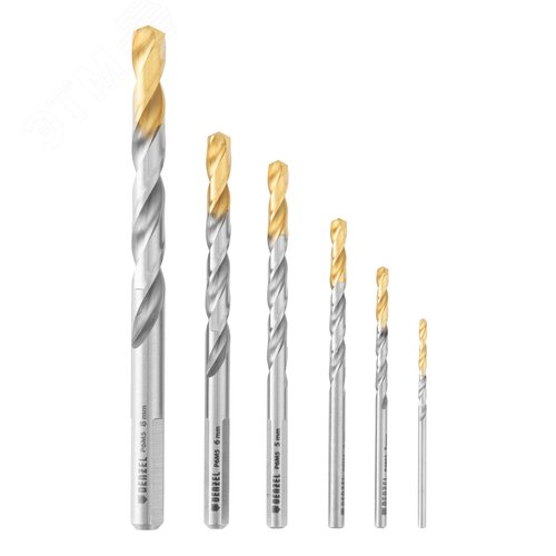 Набор сверл по металлу, 2-8мм, Р6М5-TiN, Golden Tip, 6 шт