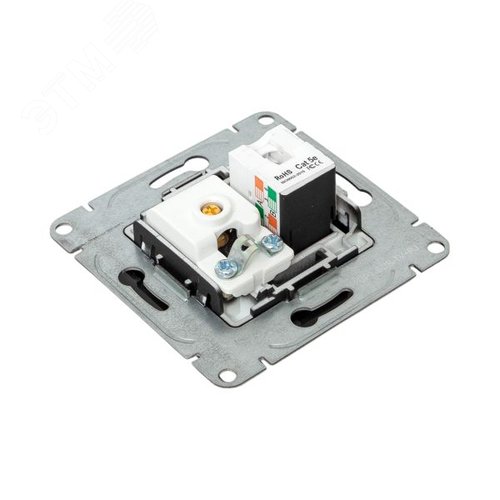 Механизм розетки TV+RJ45 (cat5), чёрный Эпика EKF