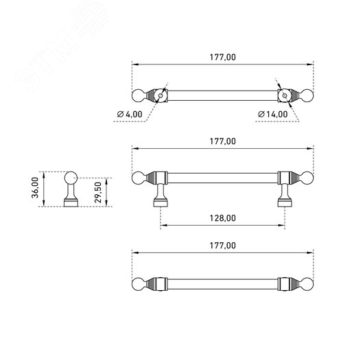 Ручка-скоба мебельная StahlBuro AP2306-128 2шт., CP хром