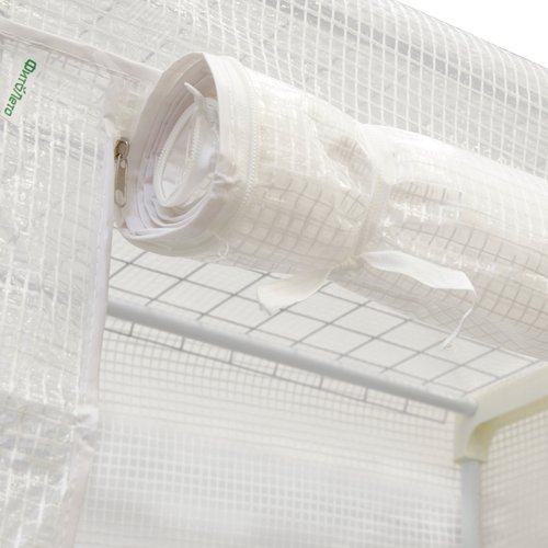Парник-стеллаж для рассады UGH-R30 H190 WHITE/WHITE 5 полок, 70x50x190см. Металлическая труба в ПВХ, цвет белый. Тент из армированного полиэтилена 135г/м2, цвет сетки белый. TM ФитоЛето