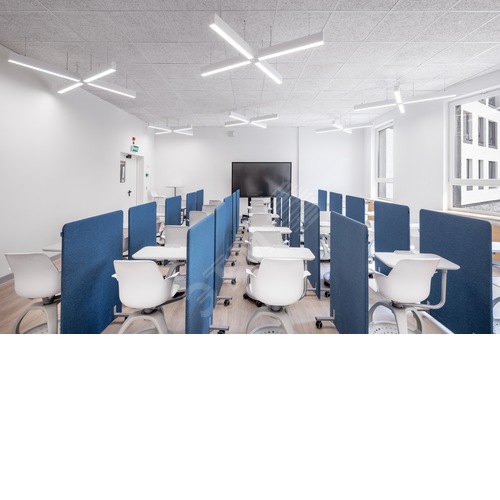 Светильник светодиодный X-line 1 м 30 Вт одиночный подвесной 1003x63x100 мм IP40 RAL7045 серый муар Tunable White (3000-6500K) с рассеивателем PRISM с декоративным проводом 2 м и комплектом подвесов 2 м диммируемый по протоколу DALI