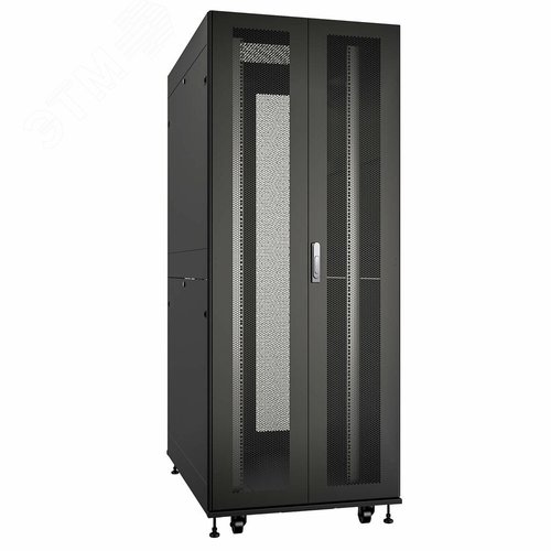 Шкаф серверный телекоммуникационный 19' напольный 42U 800x1200mm передняя и задняя двойные перфорированные двери, ручки с замком, цвет черный(RAL 9004)