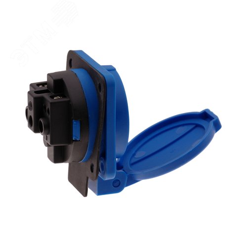 Розетка встраиваемая 16A/250V/2P+E/IP54 подключение сзади 50х50 синяя