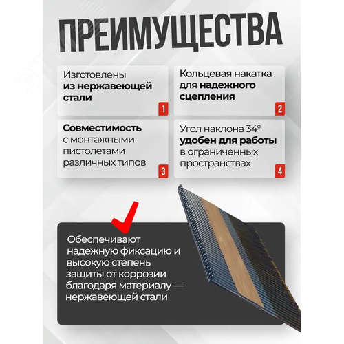 Реечные гвозди из нержавейки по дереву тип D34 (3х90 RISUS 2000 шт/уп)