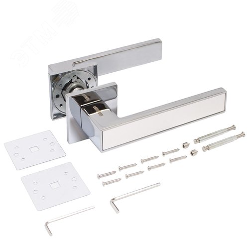 Комплект ручка и защелка АЛЛЮР АРТ ЛАНА CP/W+L45-8 CP (86211/S45) хром/белый