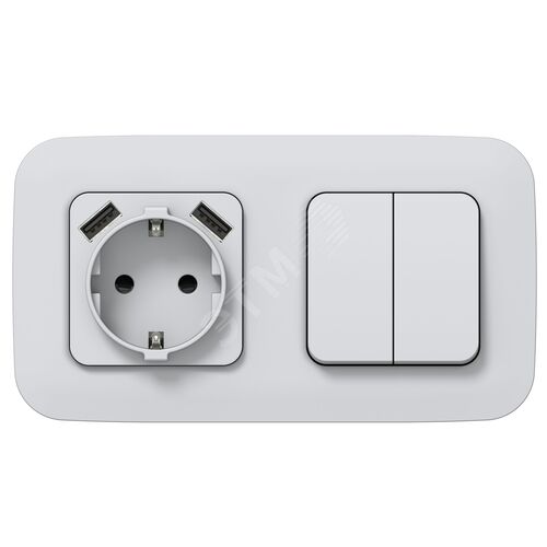 FLITE Розетка 1-местная с заземлением с защитными шторками 16А с USB A+A 3,1А РСЮша11-0-ФлЖ жемчуг