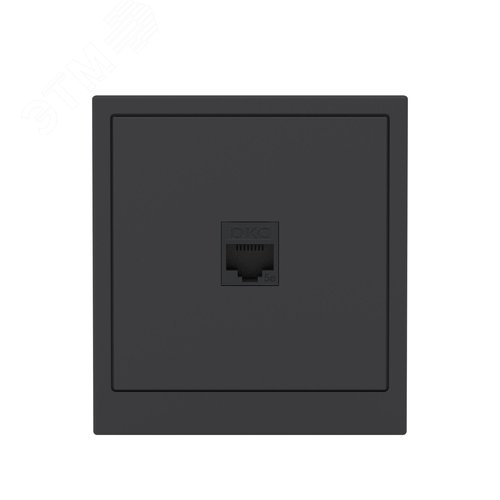 Компьютерная розетка RJ-45 без шторки, кат.5е одинарная, KANT, черный уголь