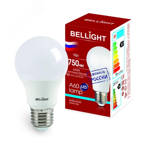 Лампа светодиодная LED A60 220V/9W/E27 750Lm 6500