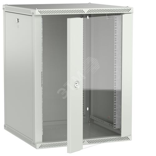 LINEA W Шкаф настенный 15U 600х600мм дверь стекло серый 2.0