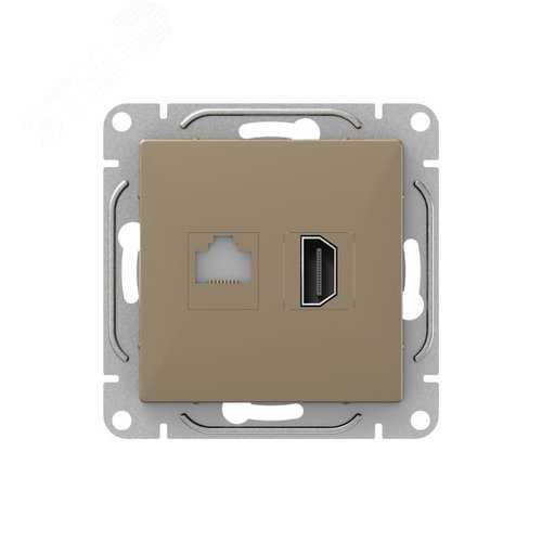 Механизм розетки HDMI+RJ45 (cat5) шампань Эпика EKF