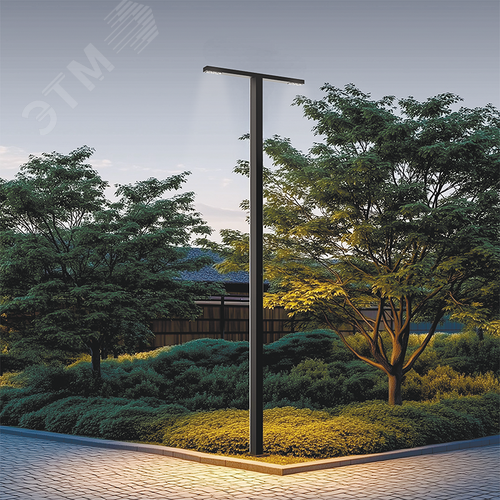 Система осветительная парковый Glight T 2x30 Вт Urban 6000 мм DALI 4000K RAL9005 черный муар