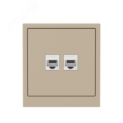 Компьютерная розетка RJ-45 без шторки, кат.5е двойная, KANT, ванильный марципан