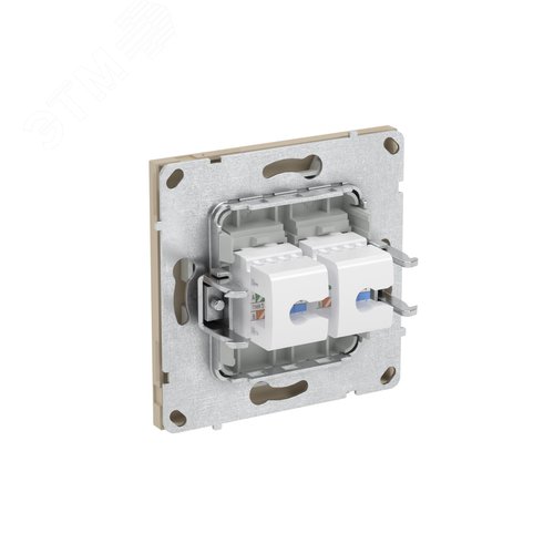 Компьютерная розетка RJ-45 без шторки, кат.5е двойная, KANT, ванильный марципан